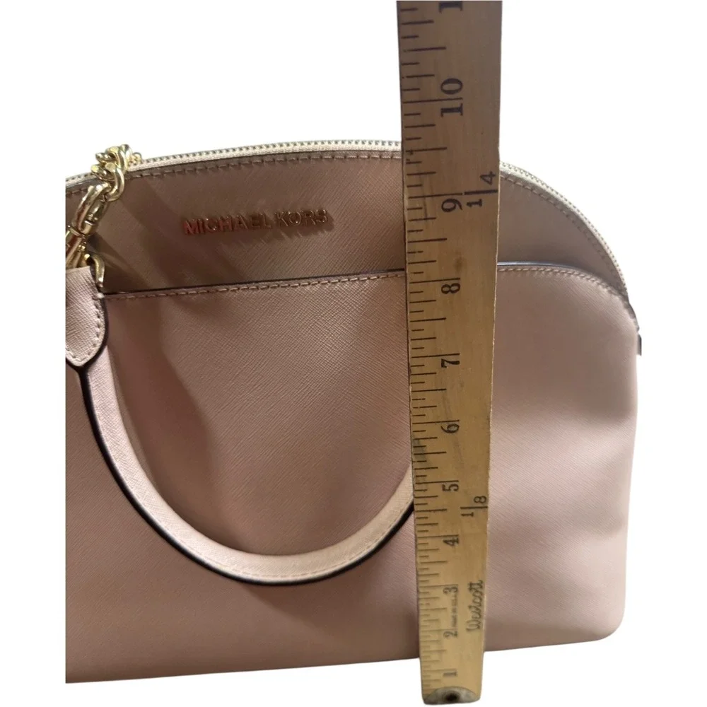 Michael Kors Pink Leather Emmy‎ Large Dome Satchel Crossbody Bag Gold Hardware - Picture 7 of 10